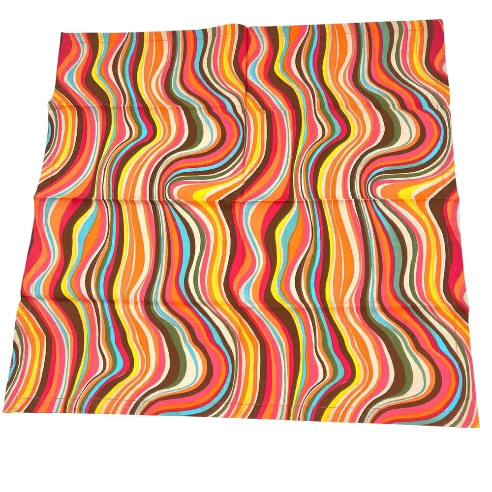 Crate&Barrel psychedelic multicolor waves table runner and napkin set
